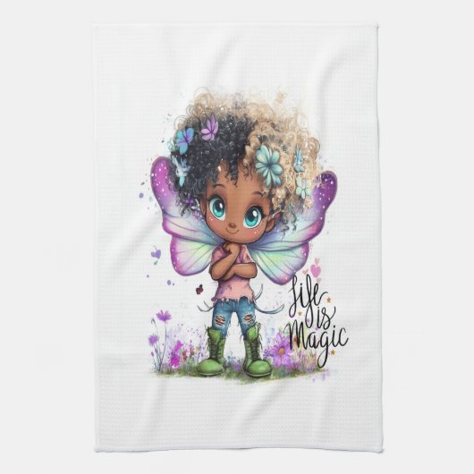 Het leven is magisch Lil' Fairy keukenhanddoeken (Verticaal)