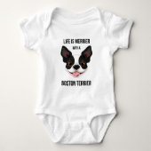 Het leven is Merrier met een Boston Terrier Romper (Voorkant)