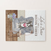 Het leven is met een Boston Terrier Legpuzzel (Horizontaal)