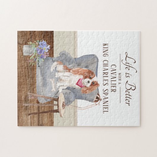 Het leven is met een Cavalier koning Charles Spani Legpuzzel (Horizontaal)