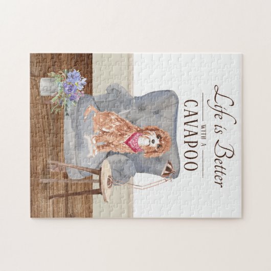 Het leven is met een Cavapoo Legpuzzel (Horizontaal)