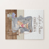 Het leven is met een Chihuahua Jigzaag Puzzle Legpuzzel (Horizontaal)