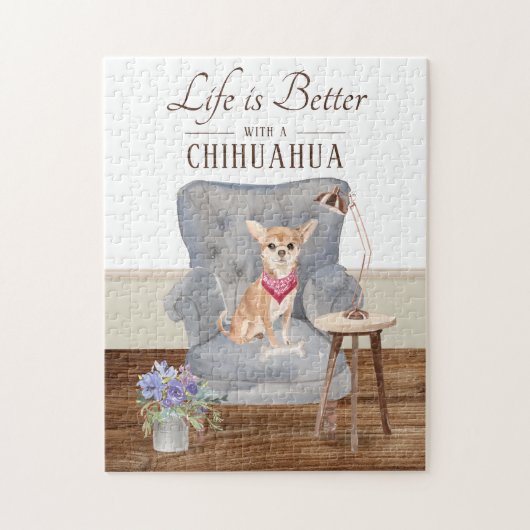 Het leven is met een Chihuahua Jigzaag Puzzle Legpuzzel (Verticaal)