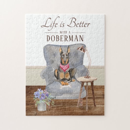 Het leven is met een Doberman Legpuzzel (Verticaal)
