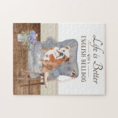 Het leven is met een Engelstalige bullehond Jigzaa Legpuzzel (Horizontaal)