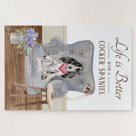 Het leven is met een kakkerspaniel legpuzzel (Horizontaal)