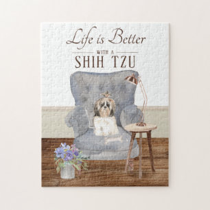 Het leven is met een SHIH TZU Jigzaag Puzzle Legpuzzel