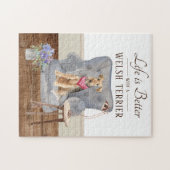 Het leven is met een WELSH TERRIER Terrier Jigzaag Legpuzzel (Horizontaal)