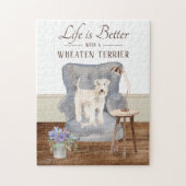 Het leven is met een WITTE TERRIER Jigzaag Puzzle Legpuzzel (Verticaal)