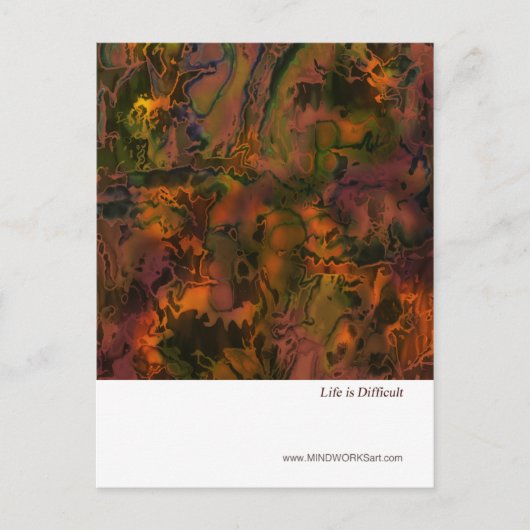 Het leven is moeilijk briefkaart (Voorkant)