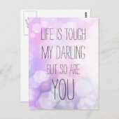 Het leven is moeilijk - Paarse Bokeh Inspirerend Q Briefkaart (Voorkant / Achterkant)