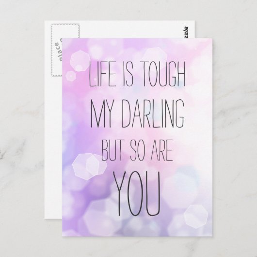 Het leven is moeilijk - Paarse Bokeh Inspirerend Q Briefkaart (Voorkant / Achterkant)