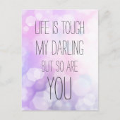 Het leven is moeilijk - Paarse Bokeh Inspirerend Q Briefkaart (Voorkant)