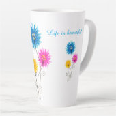 Het leven is mooi en heeft een gezegende dagbloem latte mok (Rechterhoek)