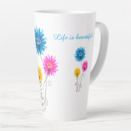 Het leven is mooi en heeft een gezegende dagbloem latte mok