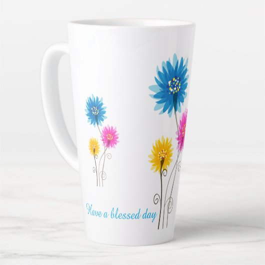 Het leven is mooi en heeft een gezegende dagbloem latte mok (Linkerhoek)