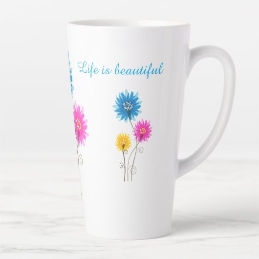 Het leven is mooi en heeft een gezegende dagbloem latte mok (Rechts)