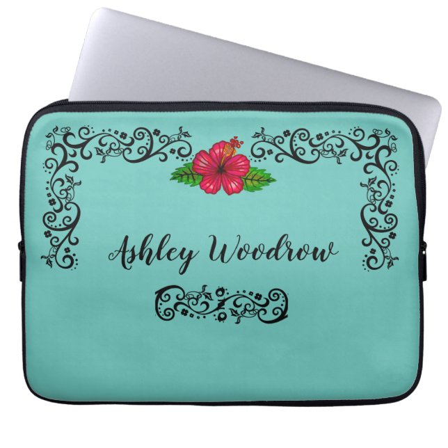 Het leven is mooi Hibiscus Bagagelabel Laptop Sleeve (Voorkant)