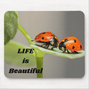Het leven is mooi - Ladybug Muismat