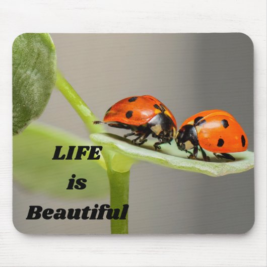 Het leven is mooi - Ladybug Muismat (Voorkant)