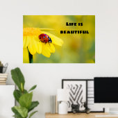 Het leven is mooi - Ladybug Poster (Thuiskantoor)