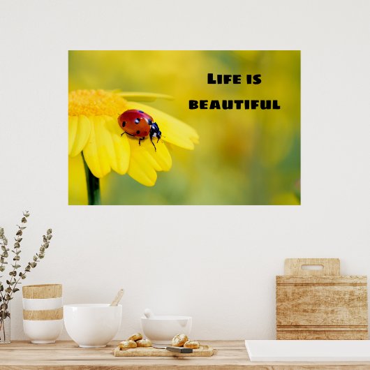 Het leven is mooi - Ladybug Poster (Keuken)