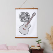 Het leven is mooi met mijn gitaar. kleurrijk hangend wandkleed (Slaapkamer)