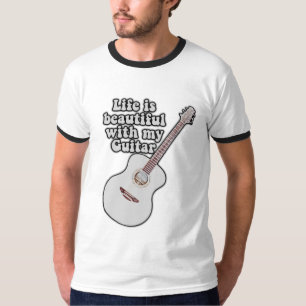Het leven is mooi met mijn gitaar. kleurrijk t-shirt
