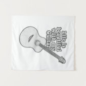 Het leven is mooi met mijn gitaar. zwart-wit wandkleed (Voorkant (horizontaal))