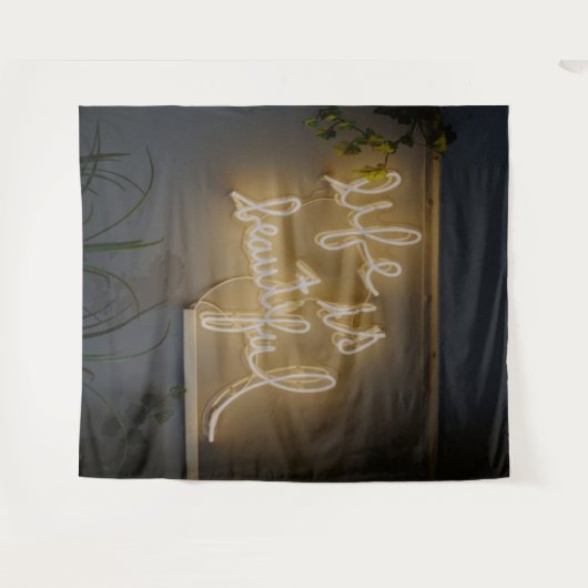 Het Leven Is Mooi Neonlichten Wandkleed (Voorkant (horizontaal))