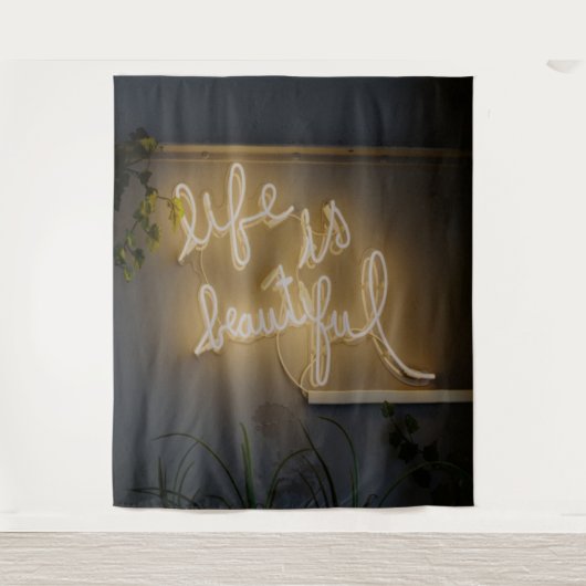 Het Leven Is Mooi Neonlichten Wandkleed (Voorkant)