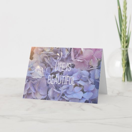 Het leven is mooi| Paars Hydrangea Wenskaart Kaart (Voorkant)