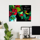 Het leven is mooie Camellia bloemen waterverf kuns Poster (Thuiskantoor)