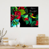 Het leven is mooie Camellia bloemen waterverf kuns Poster (Keuken)