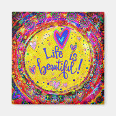 Het leven is mooie grillige gele inspiratie magneet (Voorkant)