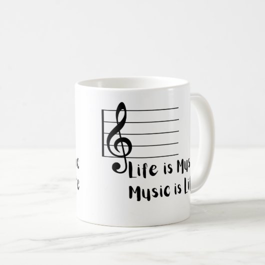 Het leven is muziek, muziek is leven koffiemok (Voorkant rechts)