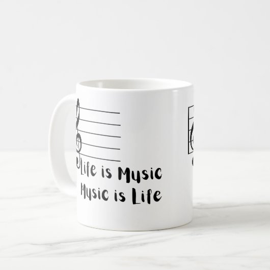Het leven is muziek, muziek is leven koffiemok (Voorkant links)
