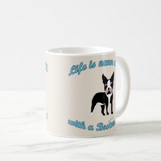 Het leven is niet saai - Boston Koffiemok (Voorkant rechts)