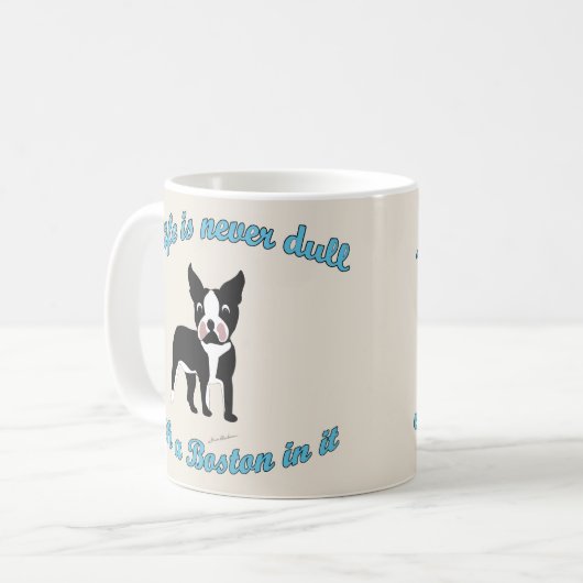 Het leven is niet saai - Boston Koffiemok (Voorkant links)