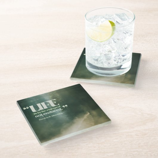 Het leven is om te genieten glazen onderzetter (Schuin)