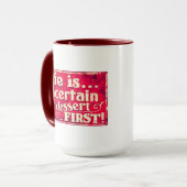Het leven is onzeker - eerst eten dessert - koffie mok (Voorkant links)