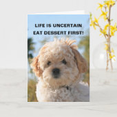 HET LEVEN IS ONZEKER, EET DESSERT F… KAART (Gele Bloem)