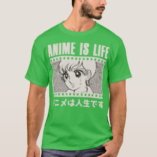 Het leven is Otaku  Retro Zwart T-shirt