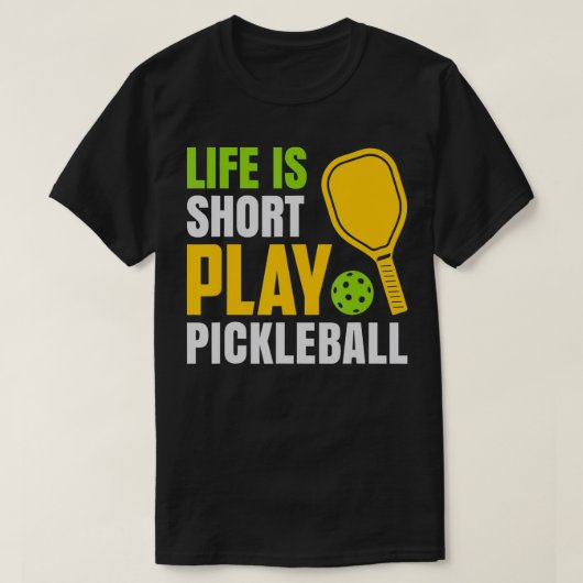Het leven is Pickleball-liefde voor een kort spel T-shirt (Design voorkant)