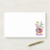 Het leven is plakkerig zoet met vonken van donuts post-it® notes (Op bureau)
