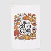 Het leven is pompoen-Herfst Golfhanddoek (Voorkant)