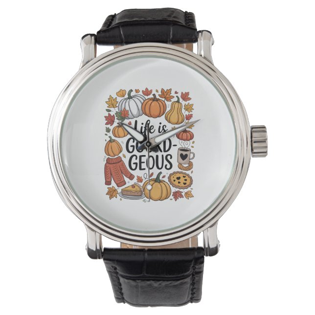 Het leven is pompoen-Herfst Horloge (Voorkant)