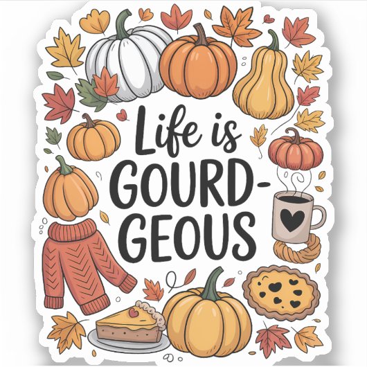 Het leven is pompoen-Herfst Sticker (Voorkant)