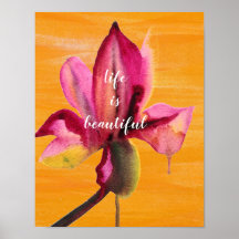 Het leven is prachtig citaat Paarse Orchid