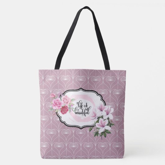 Het leven is prachtig Floral Heart Pattern-Tas Tote Bag (Voorkant)